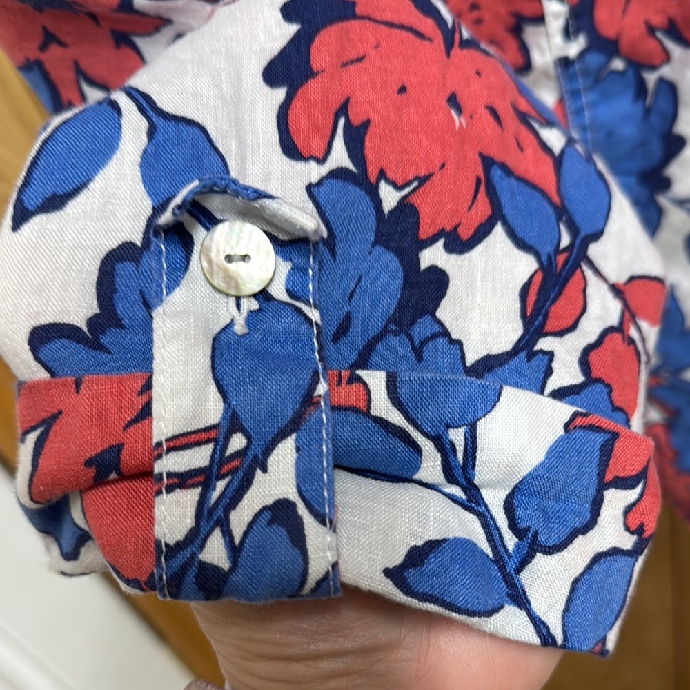 Ruby Rd Linen Floral Button-Up Top XL - Picture 5 of 6
